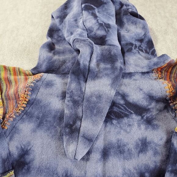 The Pyramid Collection Dress Womens Medium Blue Tie Dye Knit Long Sleeve Hooded - Picture 5 of 12